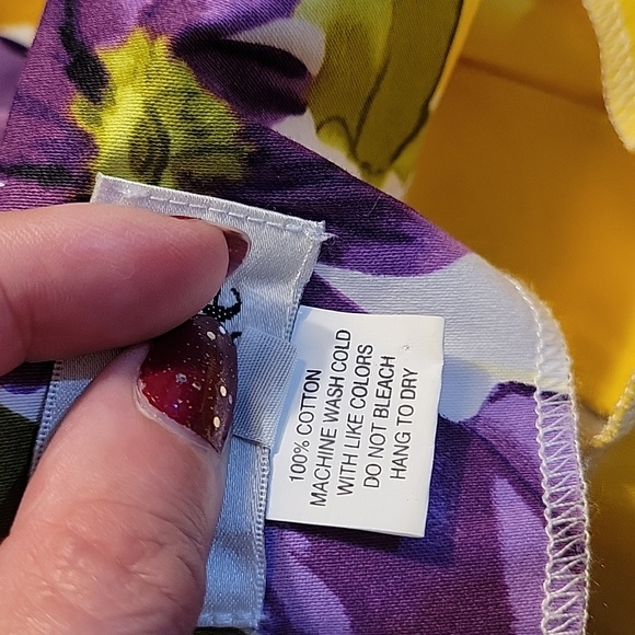 NWOT Unique Vintage Purple Yellow Floral Print Hamilton Swing Dress Size XS/Sm - Picture 9 of 9
